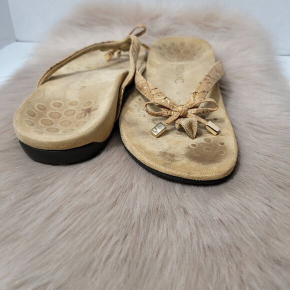 Vionic Bella II Womens Flip Flop Comfort Tan/Cork/Gold Sandal Shoes Size 8 - Picture 8 of 9
